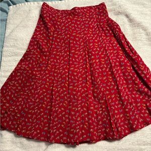 Clio Red Floral A-Line Skirt